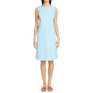 Lafayette 148 Ensley Shift Dress Sleeveless Bi-Stretch In Light Blue
